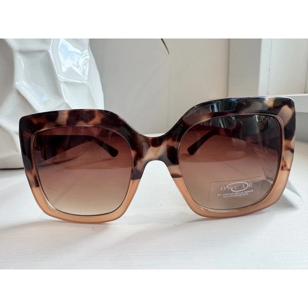 Oscar de la Renta Womens Square Ombre Tortoise Peach Sunglasses UV Protection